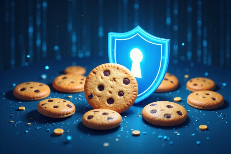 Illustrazione di biscotti digitali e privacy online