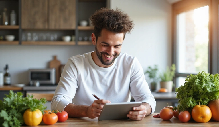 Uomo che compila un modulo online su un tablet